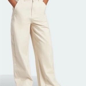 adidas Women's Cream high-waisted wide-leg Jeans